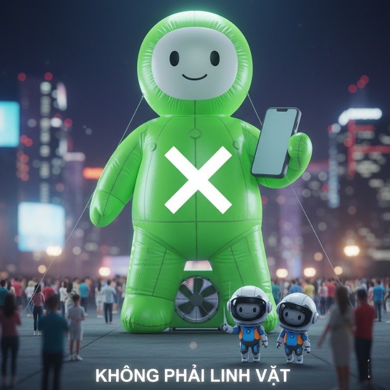 Búp bê hơi màu xanh lá không phải là mascot của OPPO