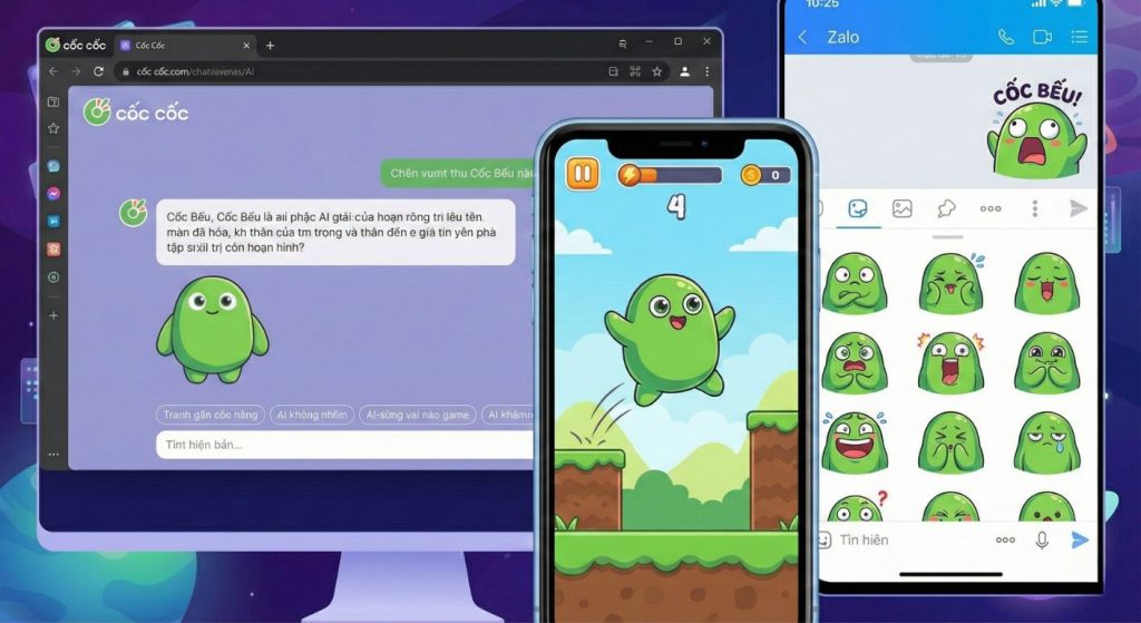 Game vượt Covid và sticker của Cốc Cốc